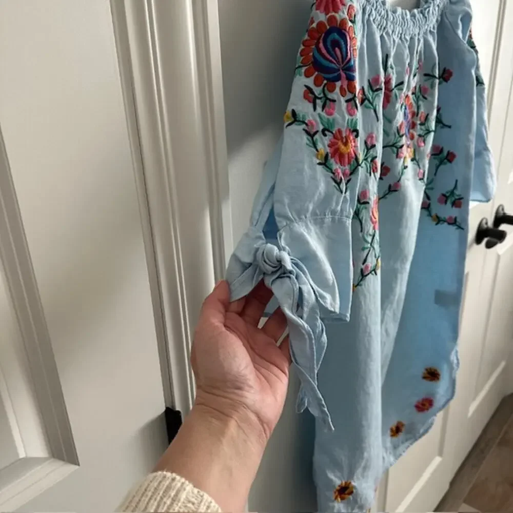 100% Linen Philosophy Republic Clothing Embroidered Dress Size: Small - Picture 7 of 11